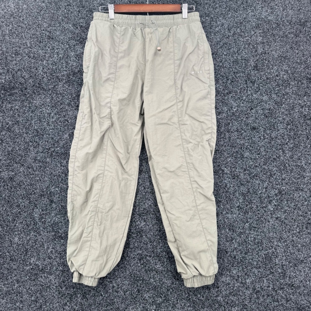 Wilo The Label Nylon Track Pants Sage Green Joggers Mesh Lined Size M
